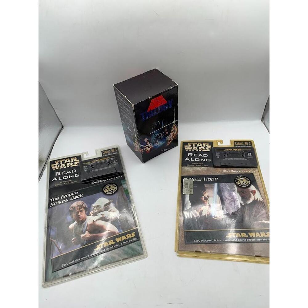 Vintage 1990's Disney Star Wars Read Along Cassette Tapes With Books & VHS